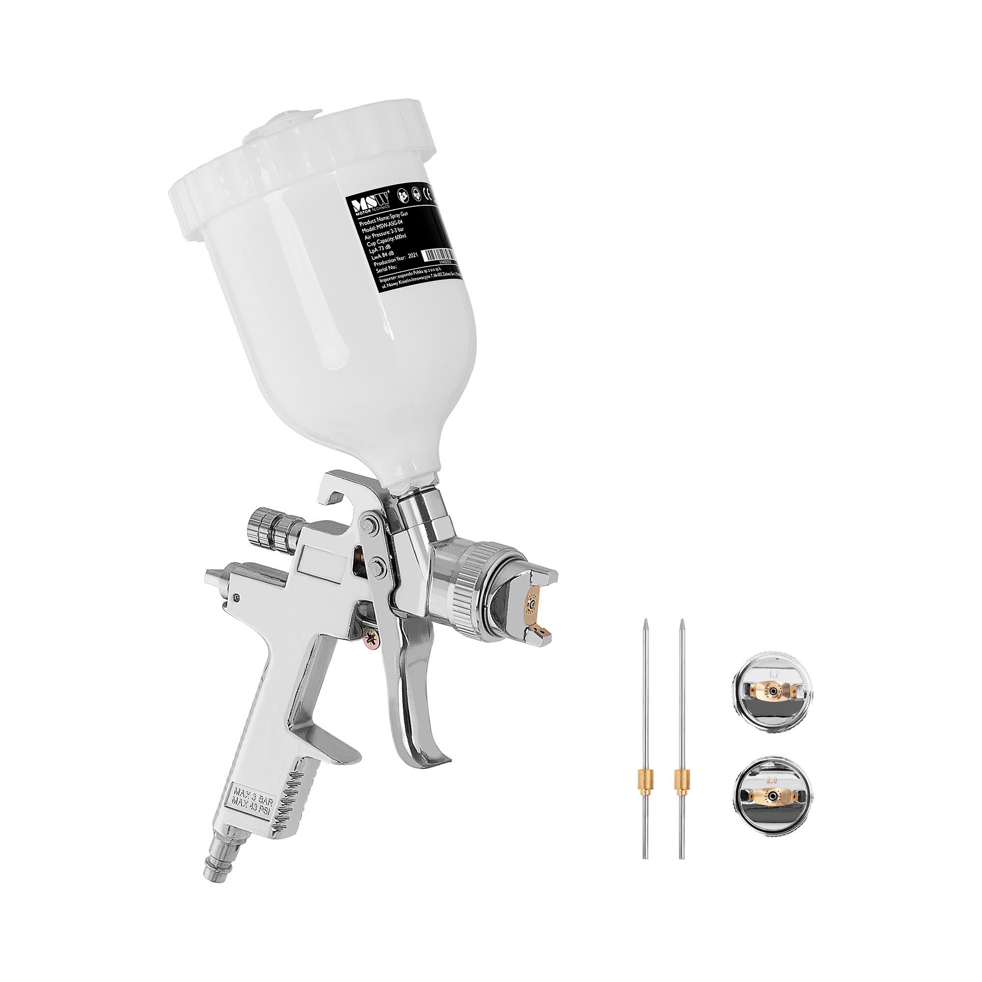 Verfpistool - 600 ml - 3.5-5.0 bar - 3 sproeiers