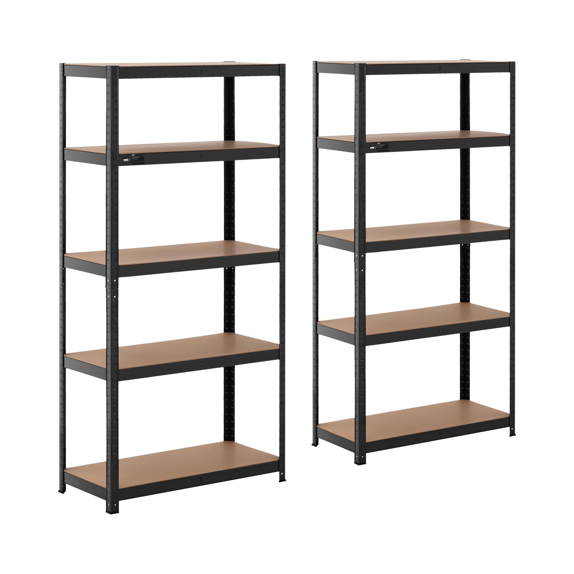 Stellingkast - 90 x 40 x 180 cm - voor 5 x 175 kg - Zwart - 2 st.