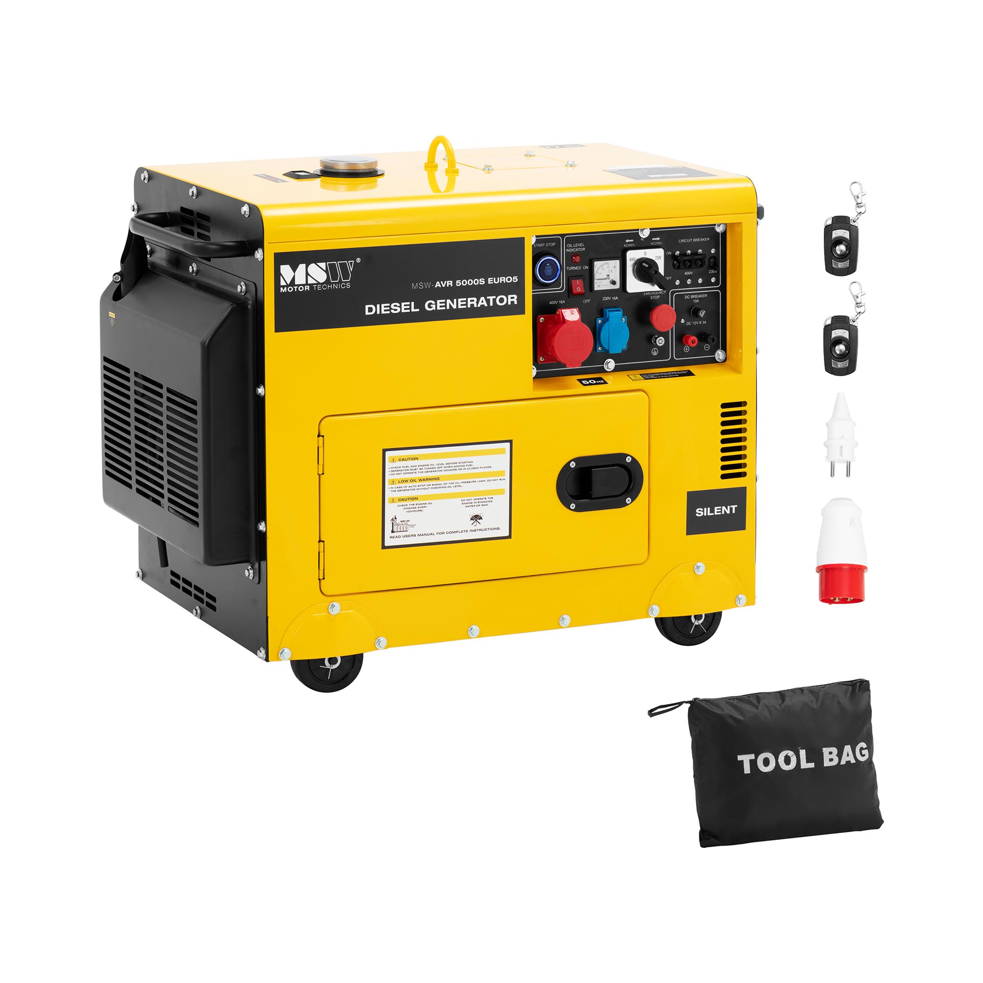 MSW Noodgenerator diesel - 4250 / 5000 W - 16 L - 240/400 V - mobiel - AVR - Euro 5