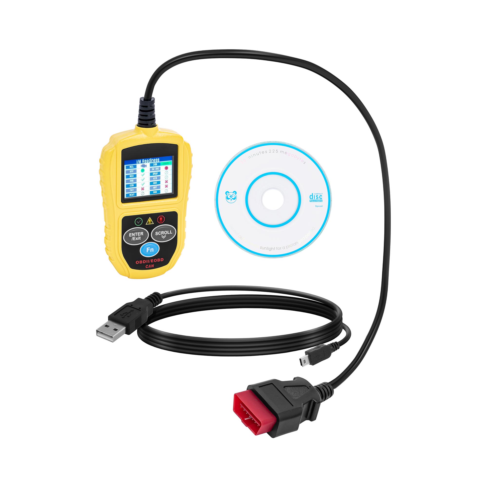 Skaner diagnostyczny OBD2 - 8-18 V - LCD - kody usterek/VIN/ID/CVN/PCM/ECU/MIL itd.