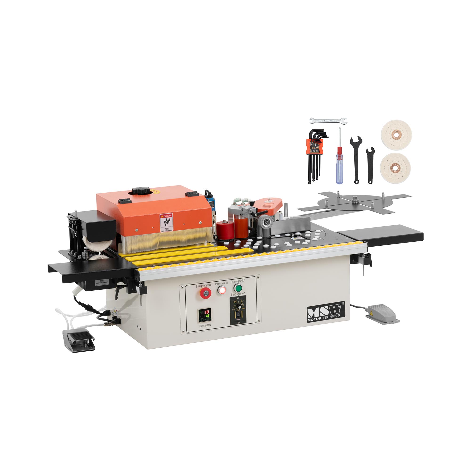 Mobiele kantenaanlijmmachine - 2020 W - 5 m/min - 120 - 200 °C - met trimfunctie en voetpedaal