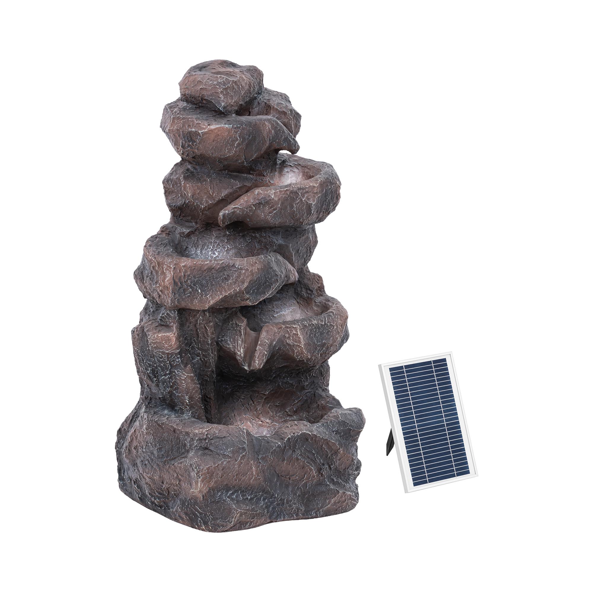 hillvert Solar Gartenbrunnen - mehrstufige Felsenformation - LED-Beleuchtung HT-SF-103