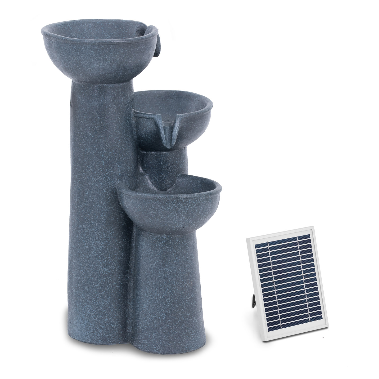 hillvert Solar Gartenbrunnen - 3 Schalen auf Säulen - LED-Beleuchtung HT-SF-108