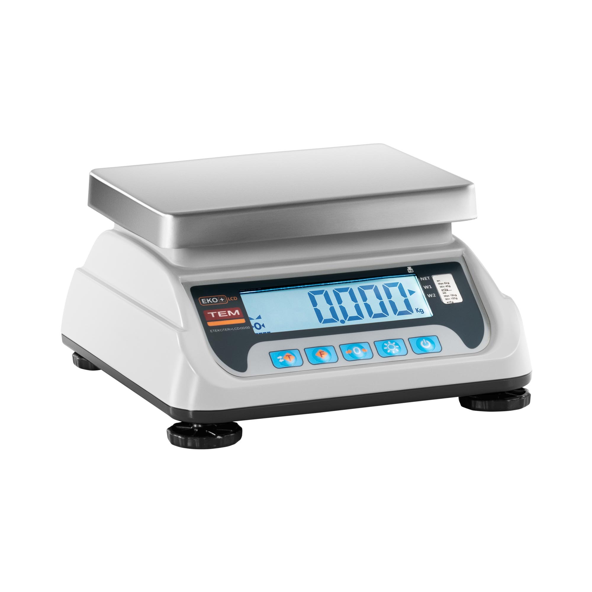 TEM Tischwaage - geeicht Zone 3 - 15 kg / 5 g - LCD TEKO+LCD15T-P1-B1-ZONE3