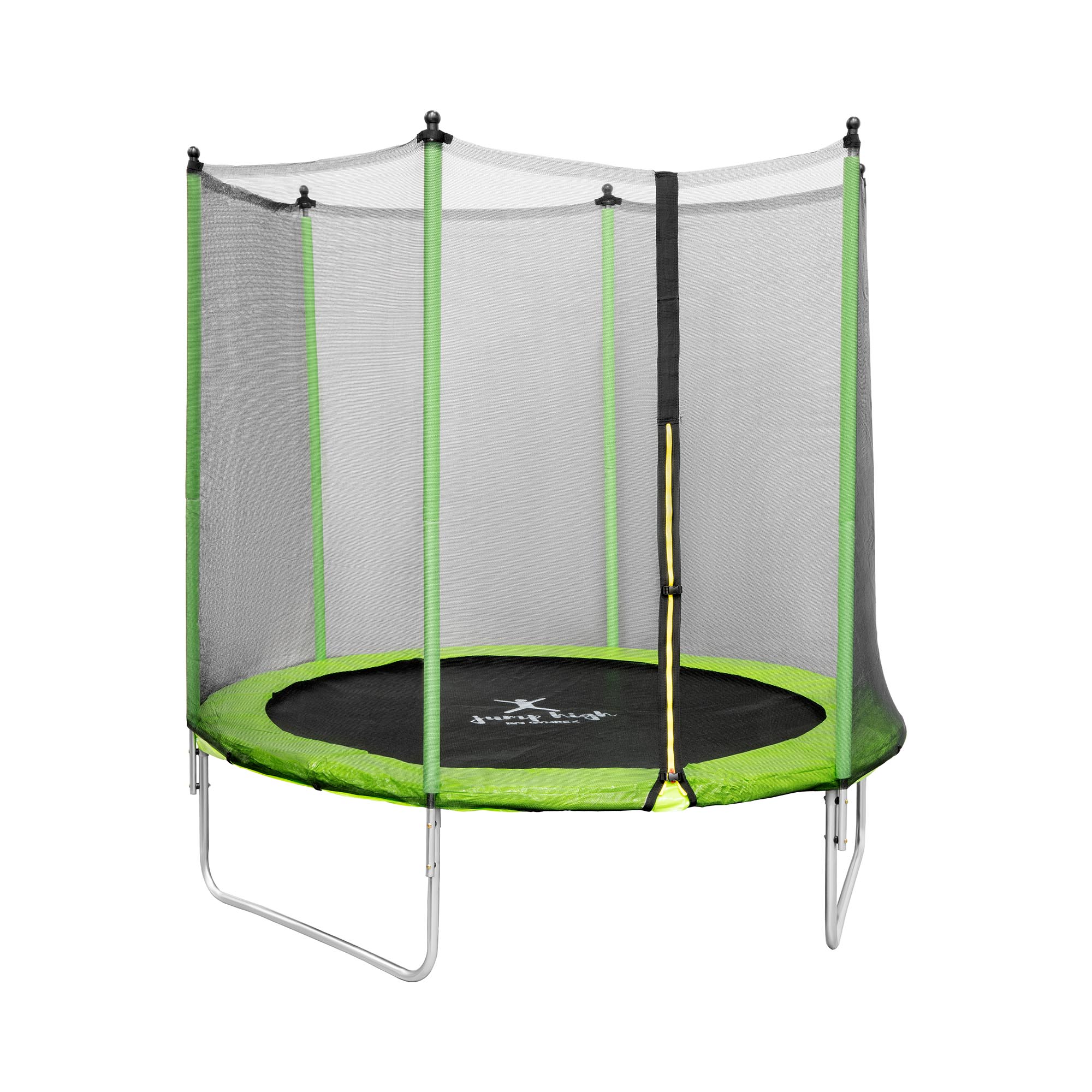 Trampolina ogrodowa - Ø244 x 180 cm - 80 kg - siatka - czarno-zielona