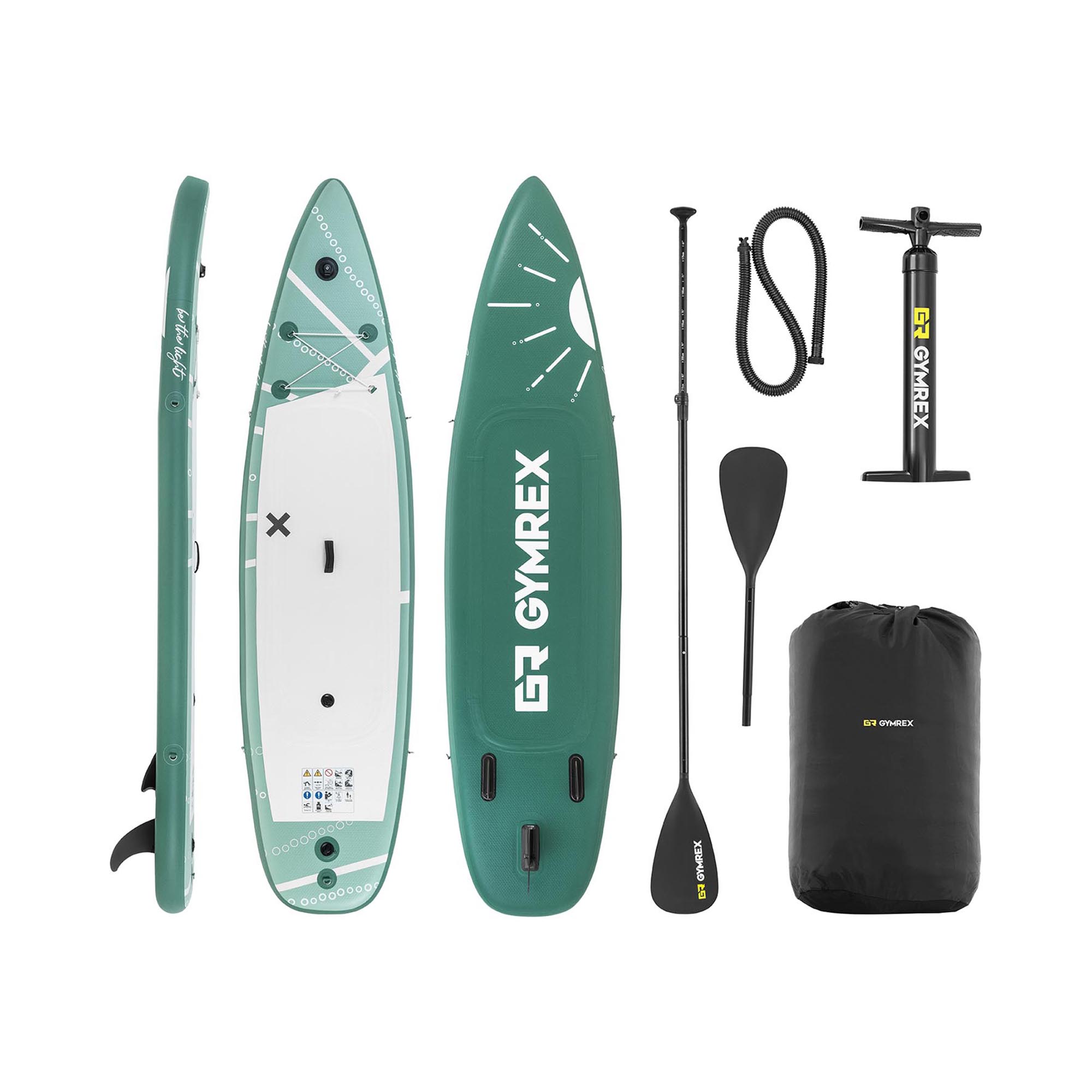 SUP - felfújható - 125 kg - zöld - kétkamrás - 329 x 78 x 38.5 cm | Gymrex