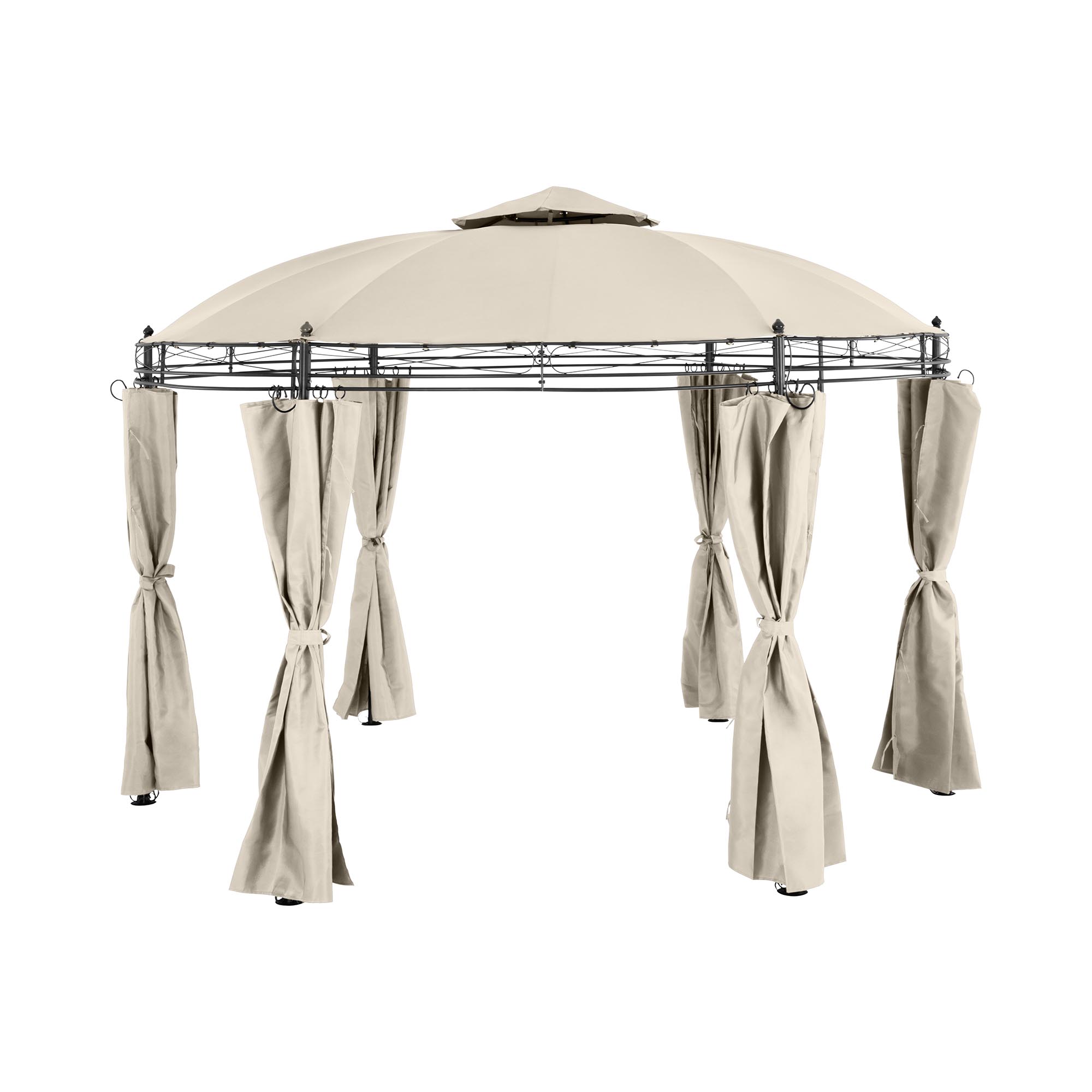 Uniprodo Gartenpavillon rund - 3,5 m - 180 g/m² - creme UNI_PERGOLA_3.5BR