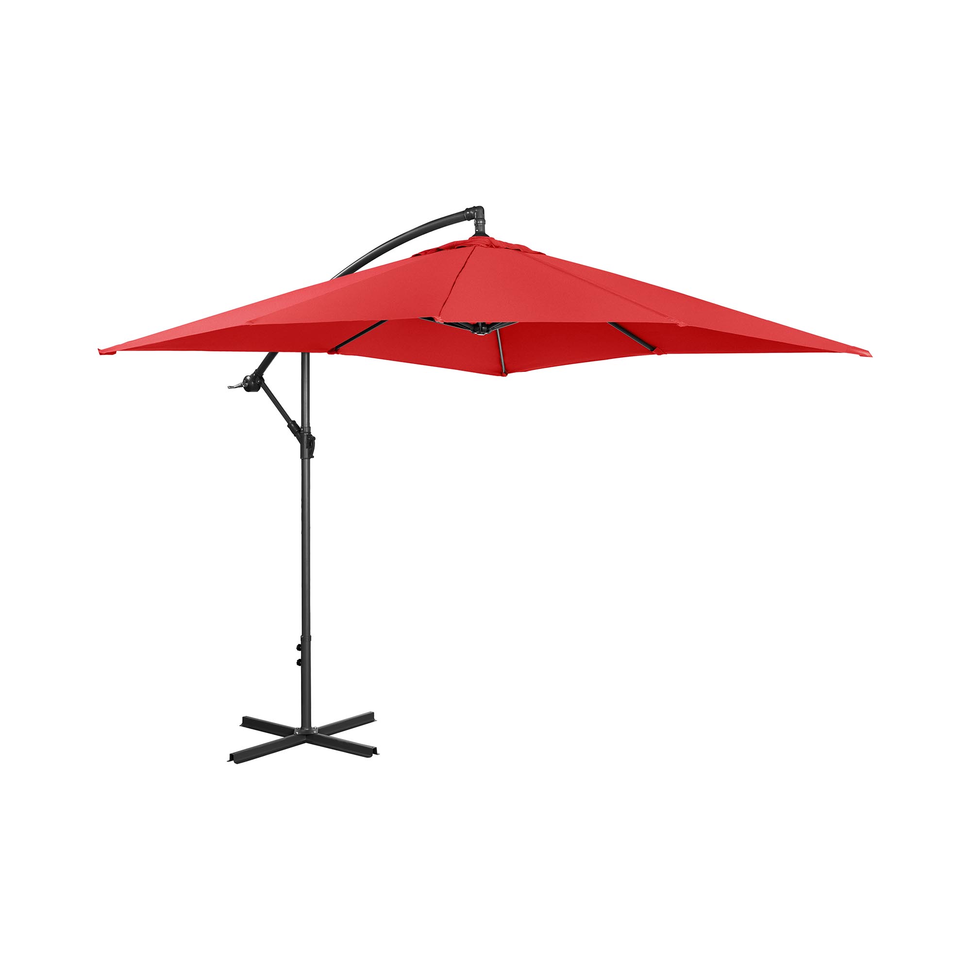 Uniprodo Zweefzweefparasol - rood - rechthoekig - 250 x 250 cm - kantelbaar