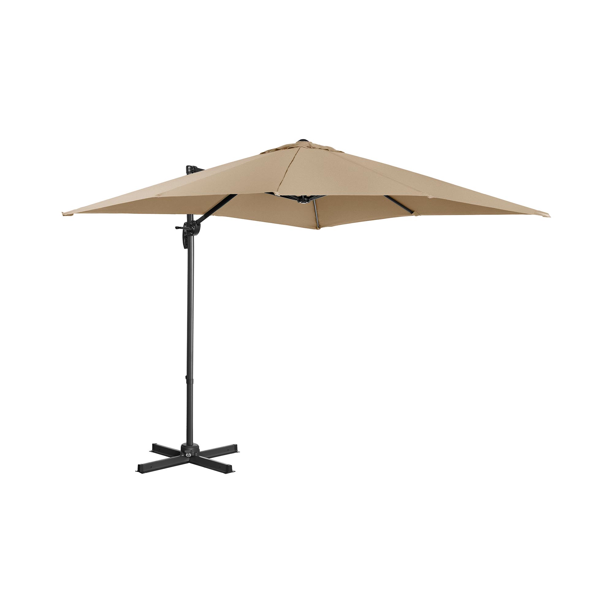 Uniprodo Zweefparasol - taupe - vierkant - 250 x 250 cm - draaibaar