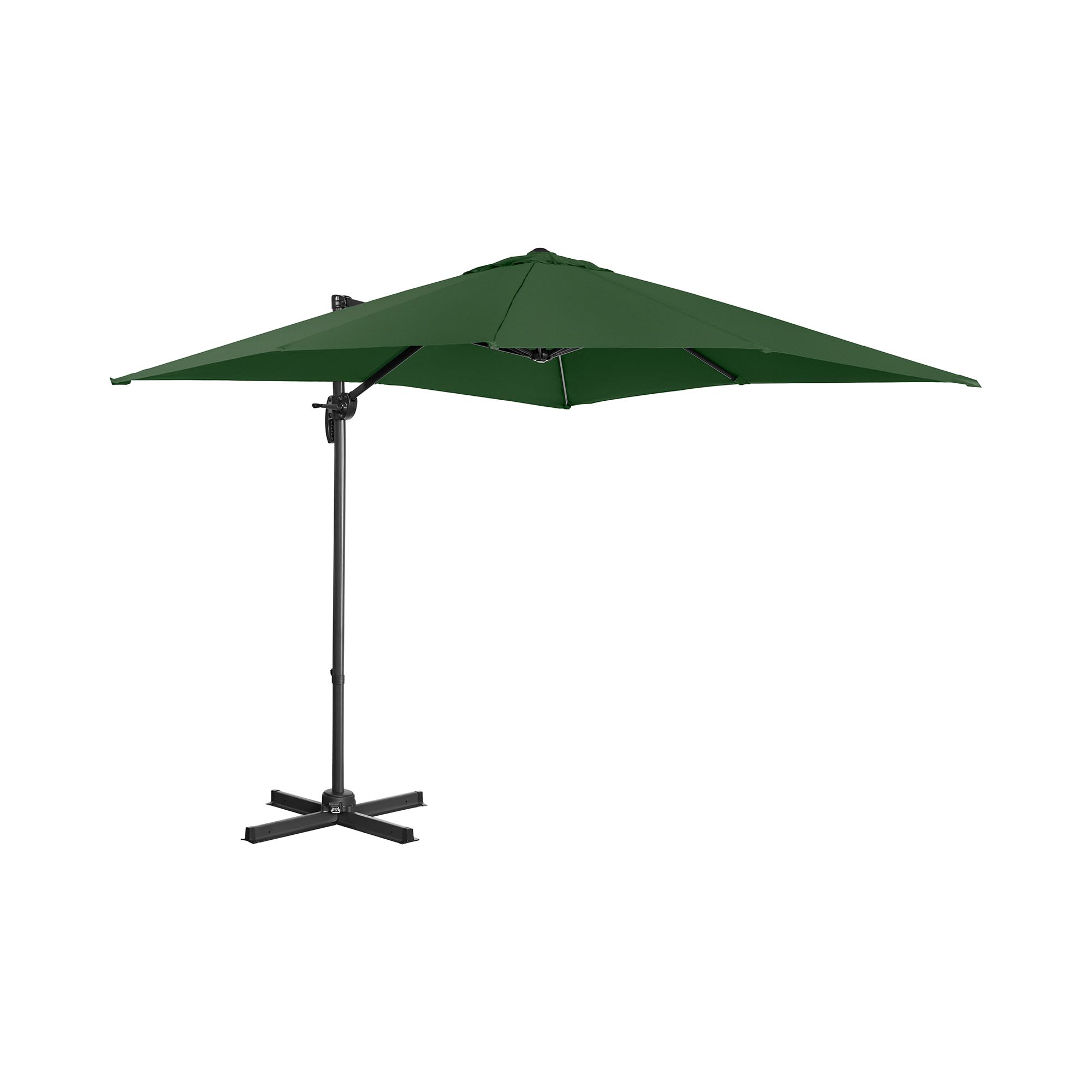 Uniprodo Zweefparasol - groen - vierkant - 250 x 250 cm - draaibaar