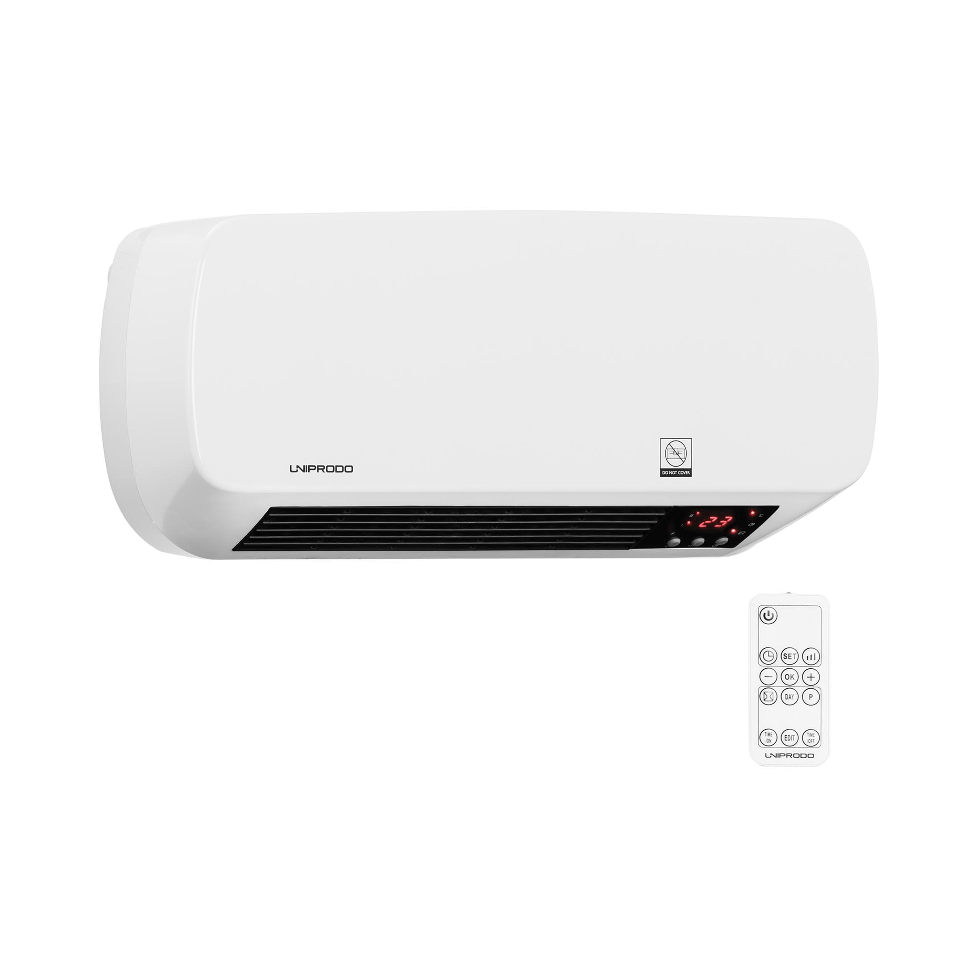Fali fűtőkészülék - kerámia - 10-49 ° C - 1000 W / 2000 W - távirányító | Uniprodo