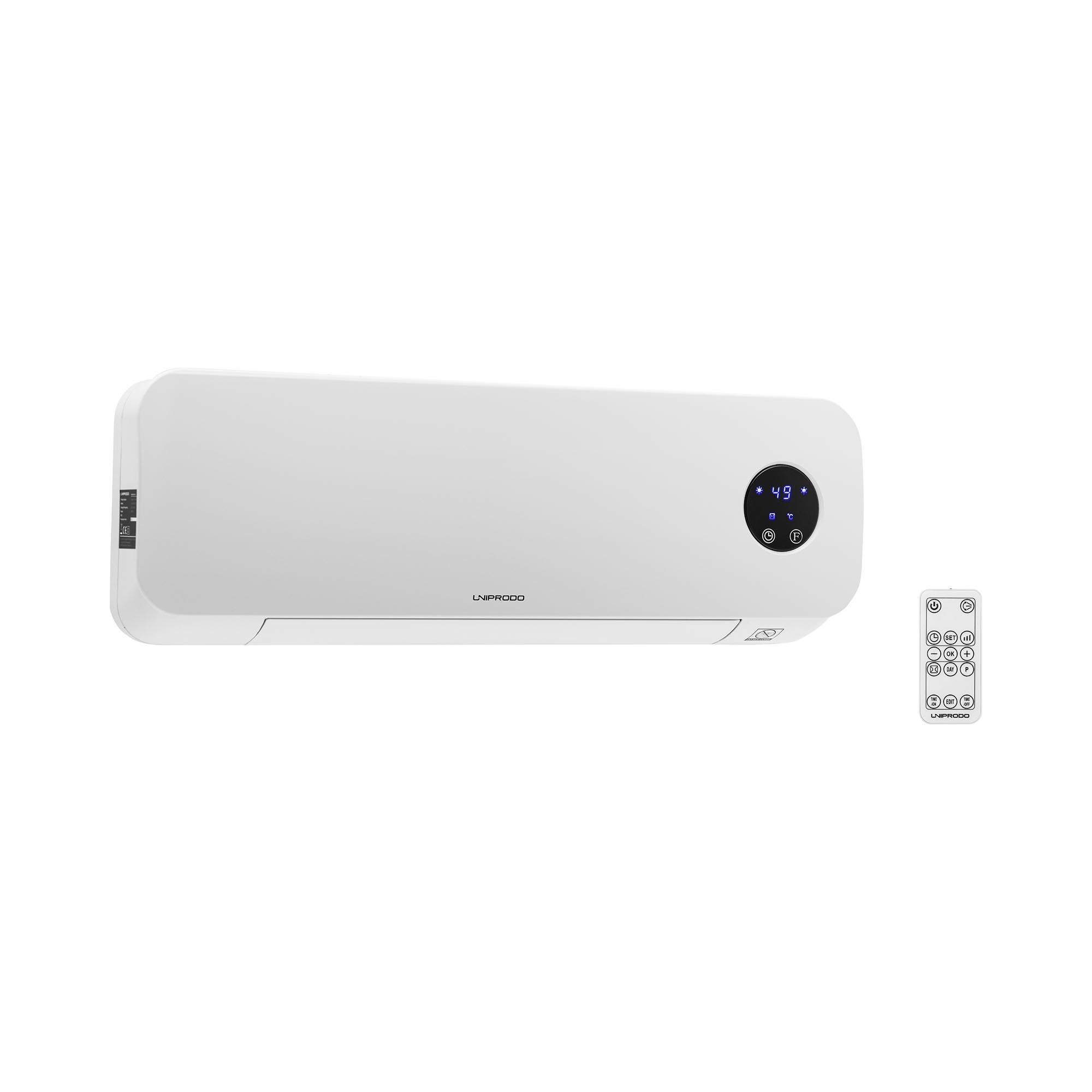 wandverwarming - keramisch - 10 - 49 °C - 1000/2000 W - afstandsbediening - extra slank