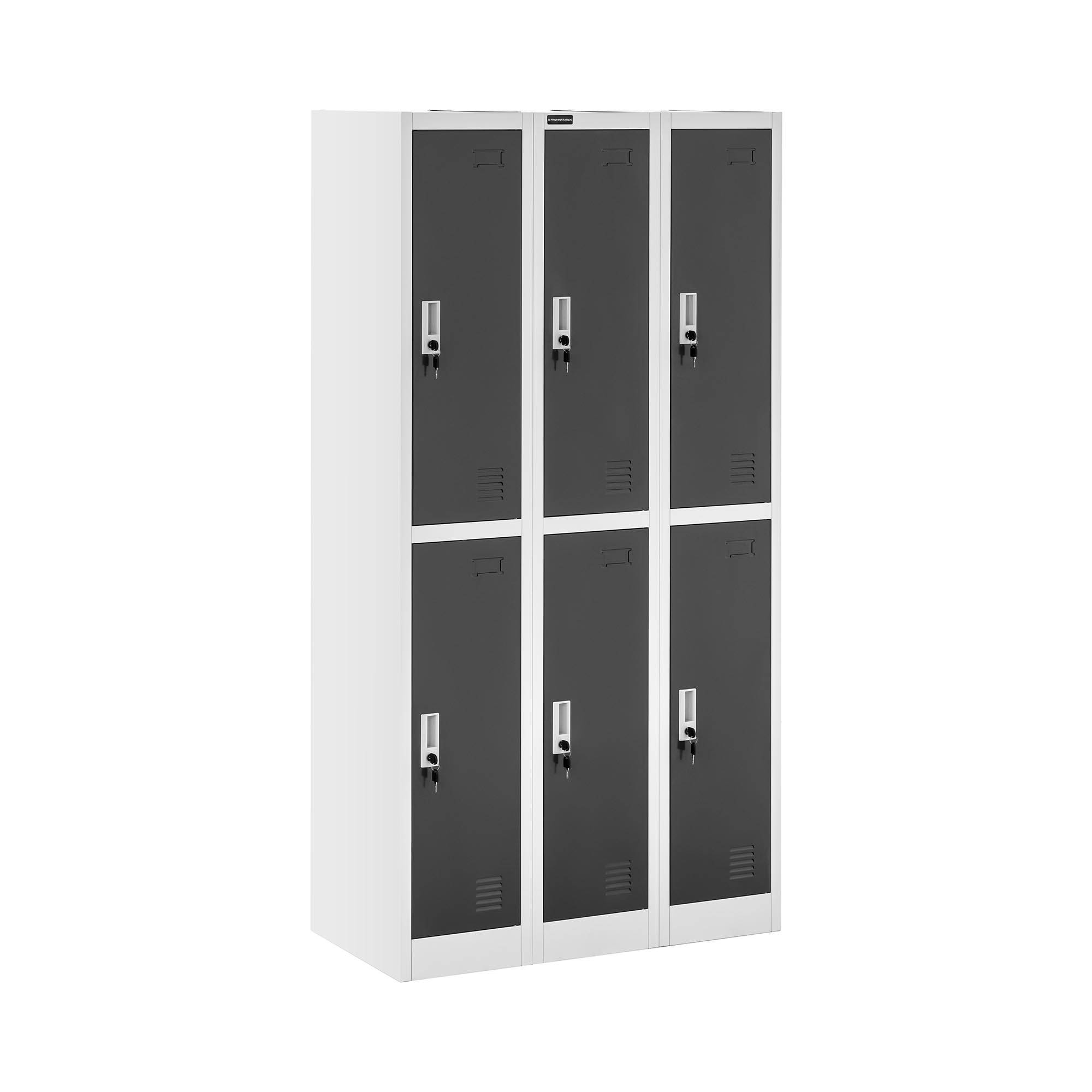 Metalen opbergkast - 6 lockers - grijs