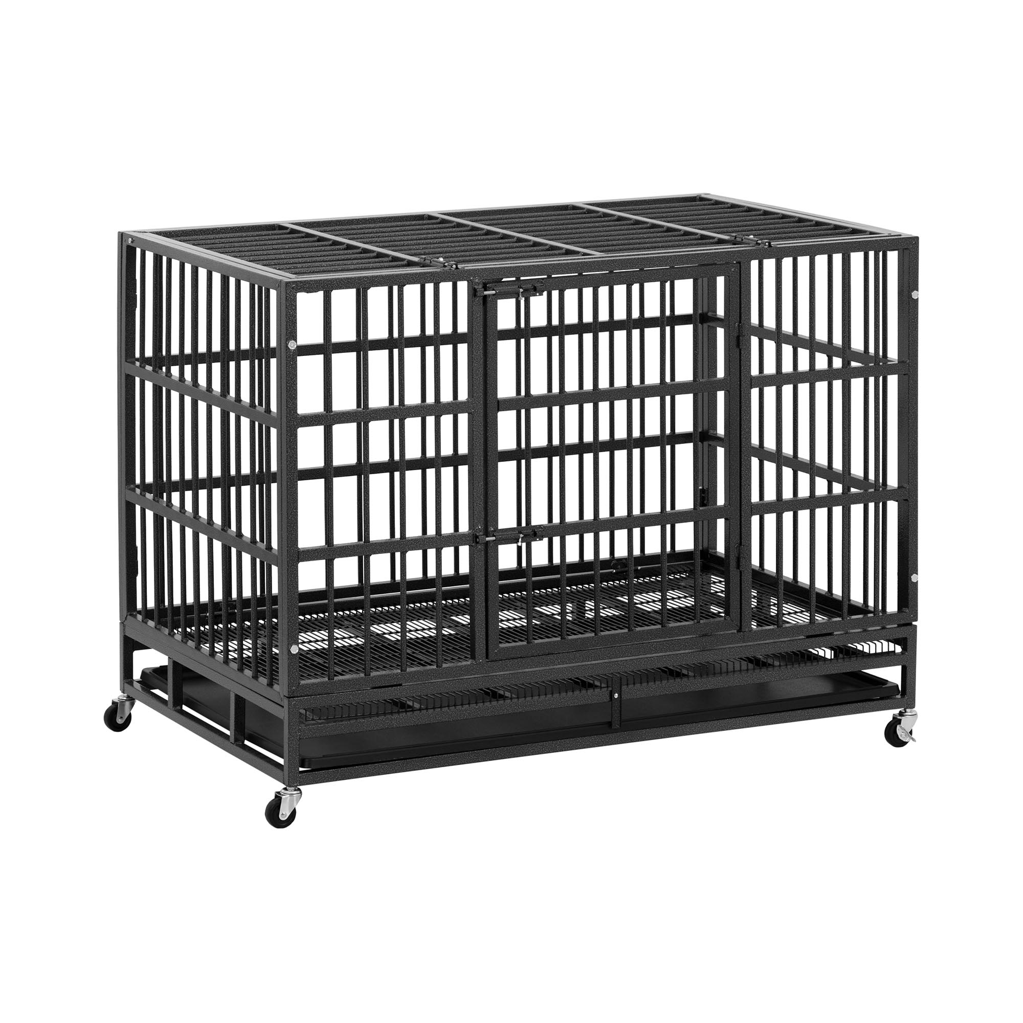 Nagy teherbírású kutyaketrec - 4 kerék - 2 zárható ajtó - 120 x 76 x 90,5 cm | Wiesenfield