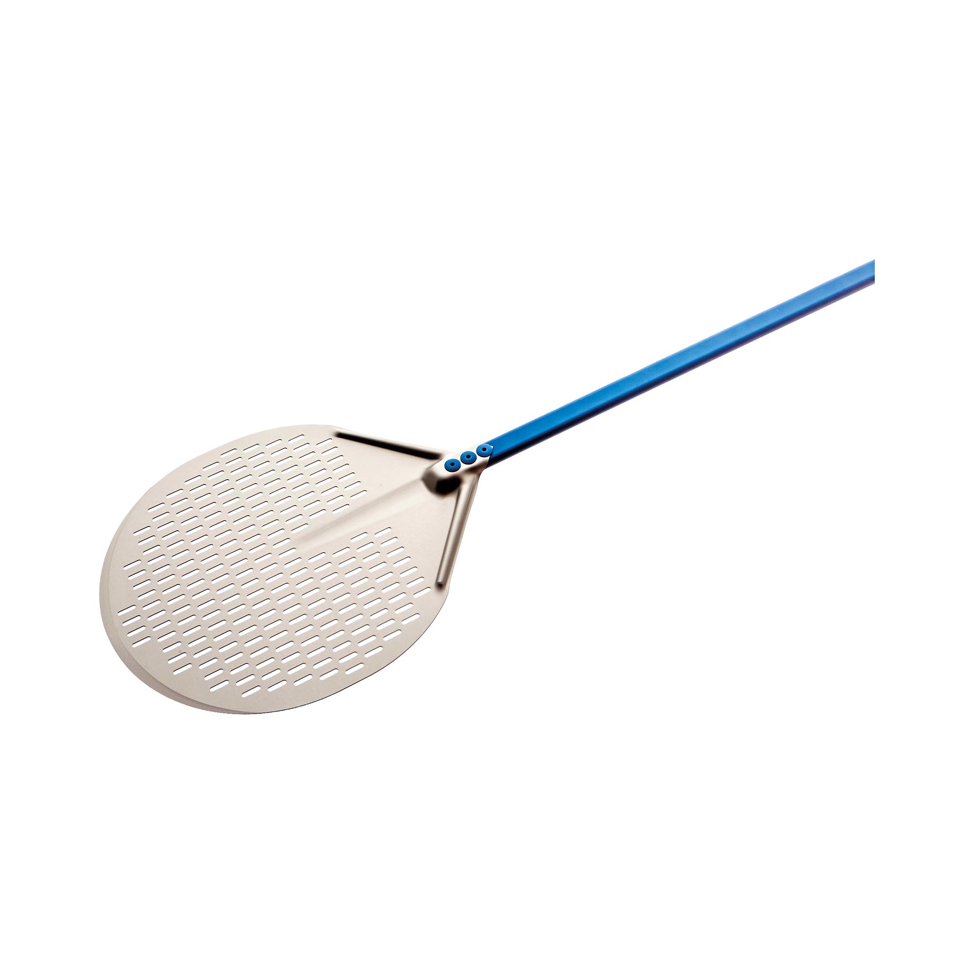 Pizzaschep - Ø45 cm - geperforeerd - handvat: 60 cm - Geanodiseerd aluminium)