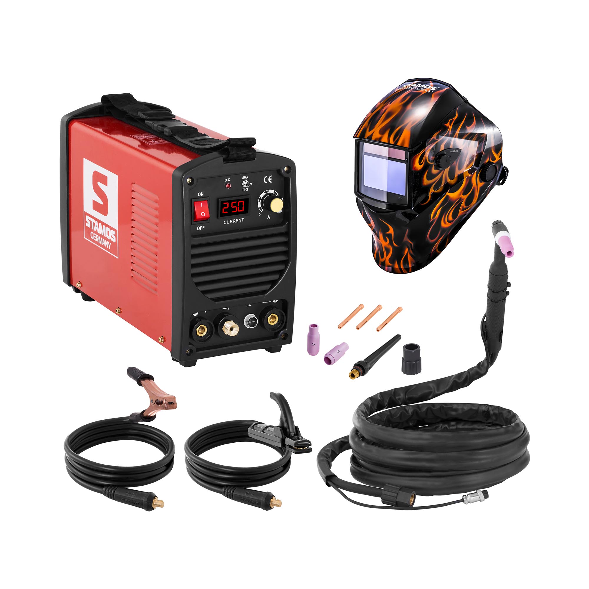 Set d'équipement de soudage Poste à souder TIG - 250A - 230V - portatif + Masque de soudure –Firestarter 500 – ADVANCED SERIES | Stamos Germany