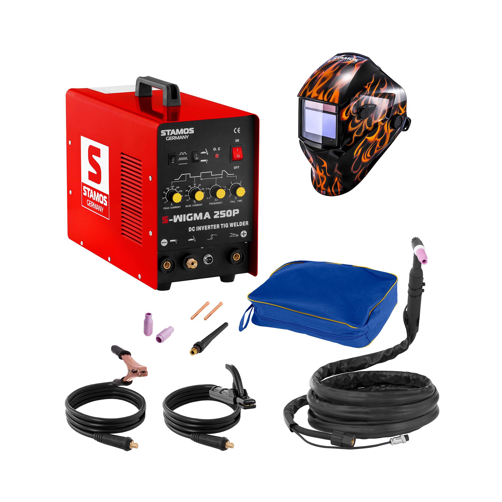 Set d'équipement de soudage Poste à souder TIG - 250A - 230V - Puls + Masque de soudure –Firestarter 500 – ADVANCED SERIES | Stamos Germany