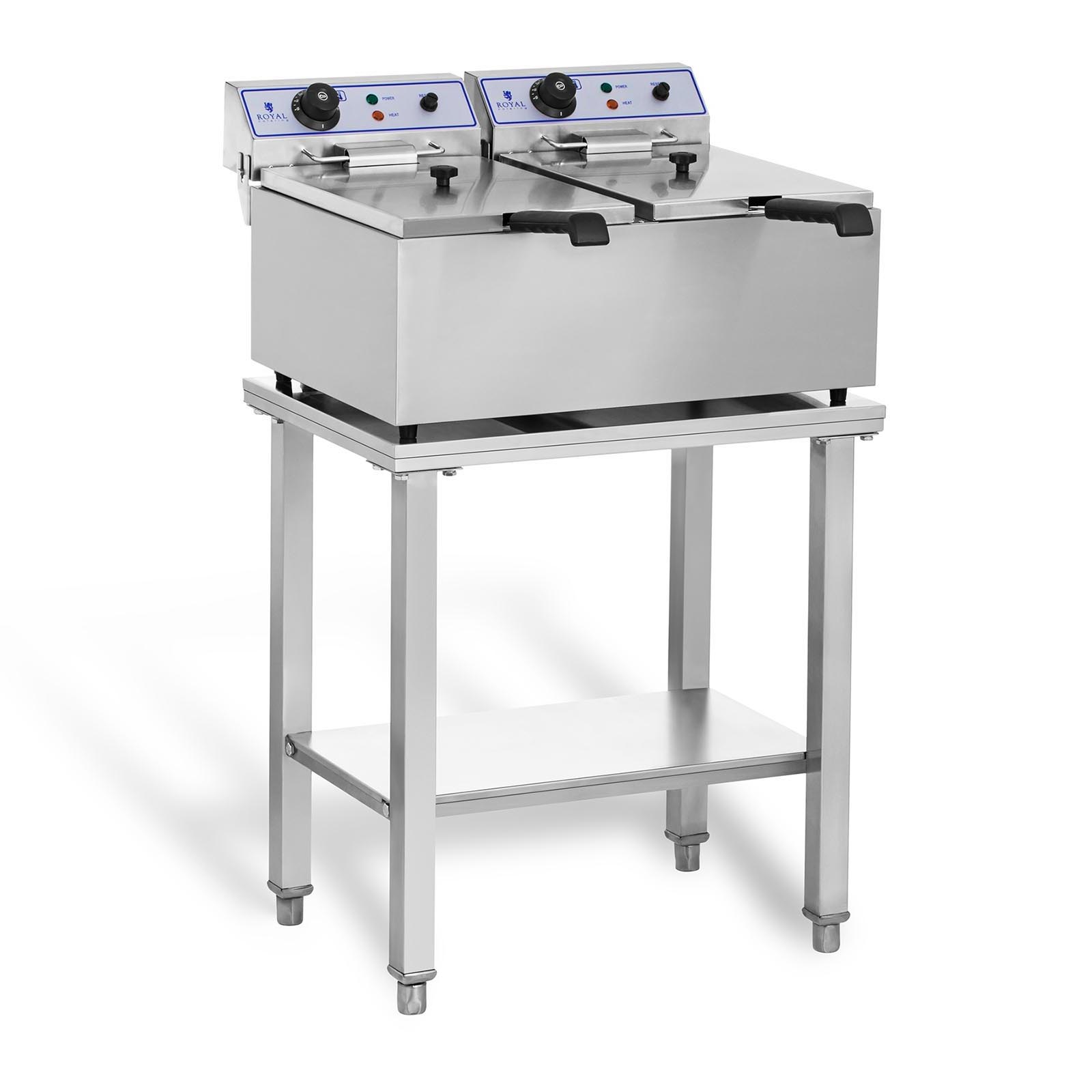 Elektromos fritőz - 2 x 17 liter - asztallal | Royal Catering