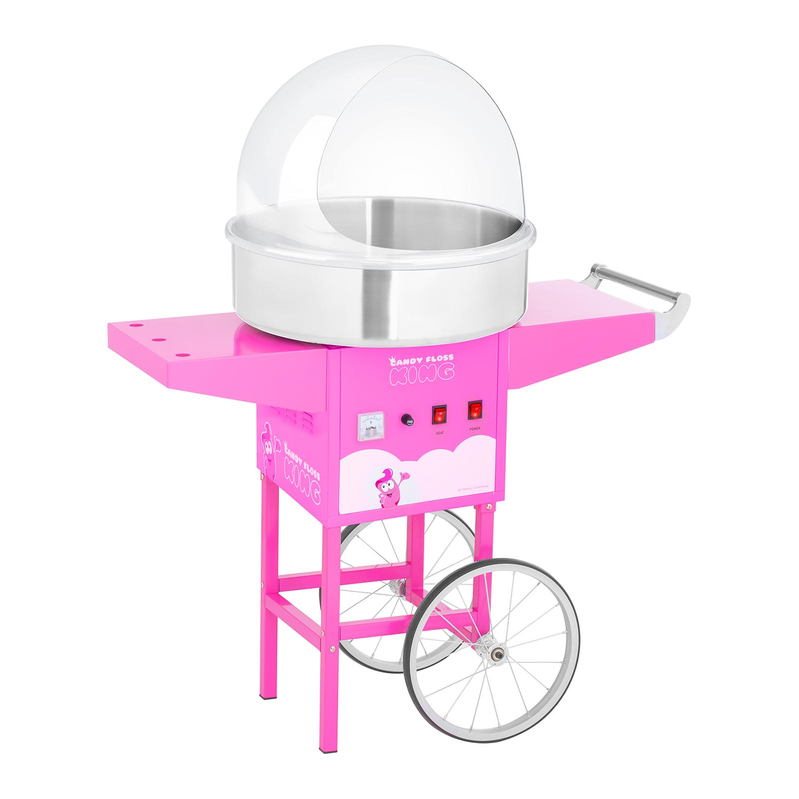 Vattacukor készítő gép készlet kocsival és védőburokkal - 52 cm - 1.200 W - rózsaszín | Royal Catering