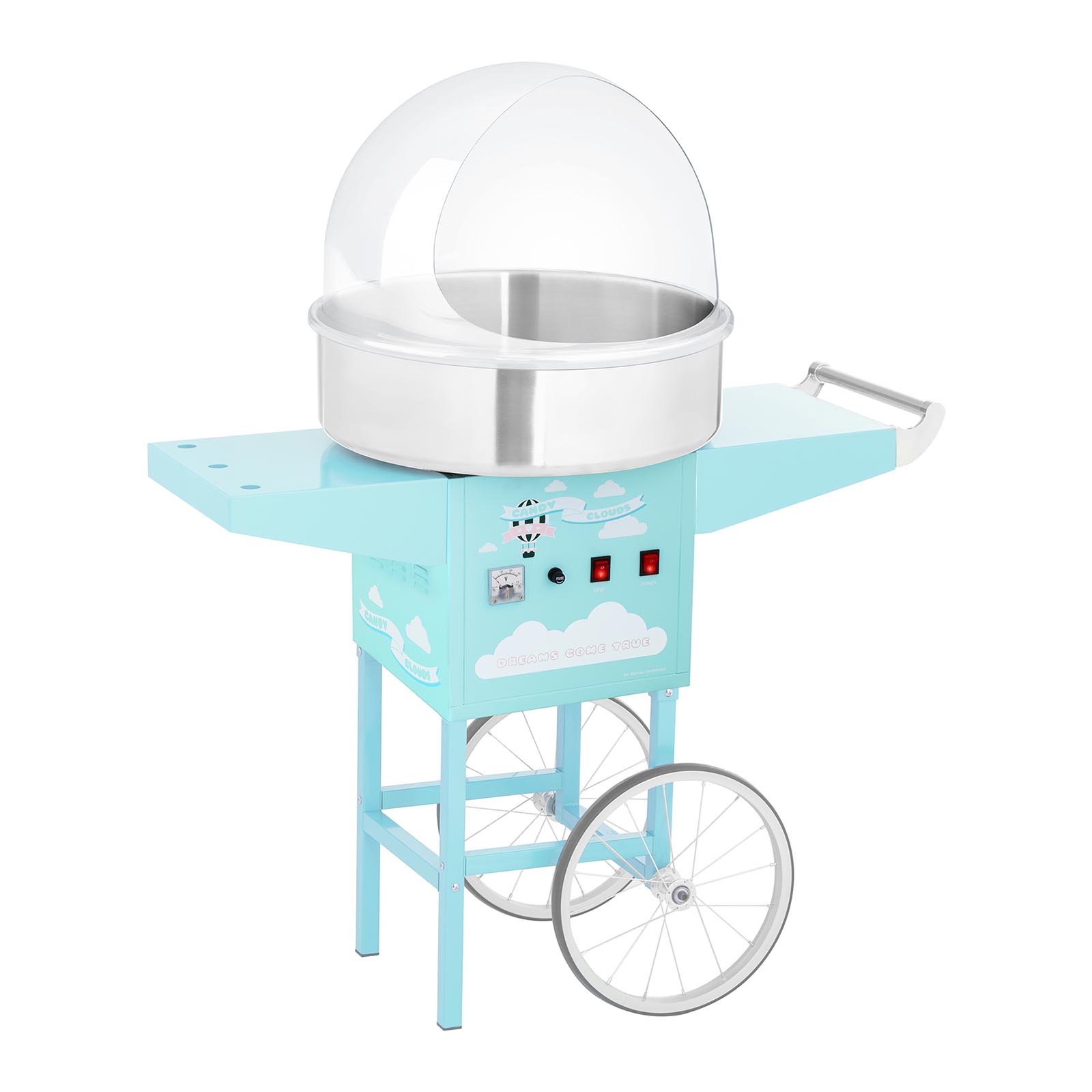 Vattacukor készítő gép készlet kocsival és védőburokkal - 52 cm - 1.200 W - türkiz | Royal Catering