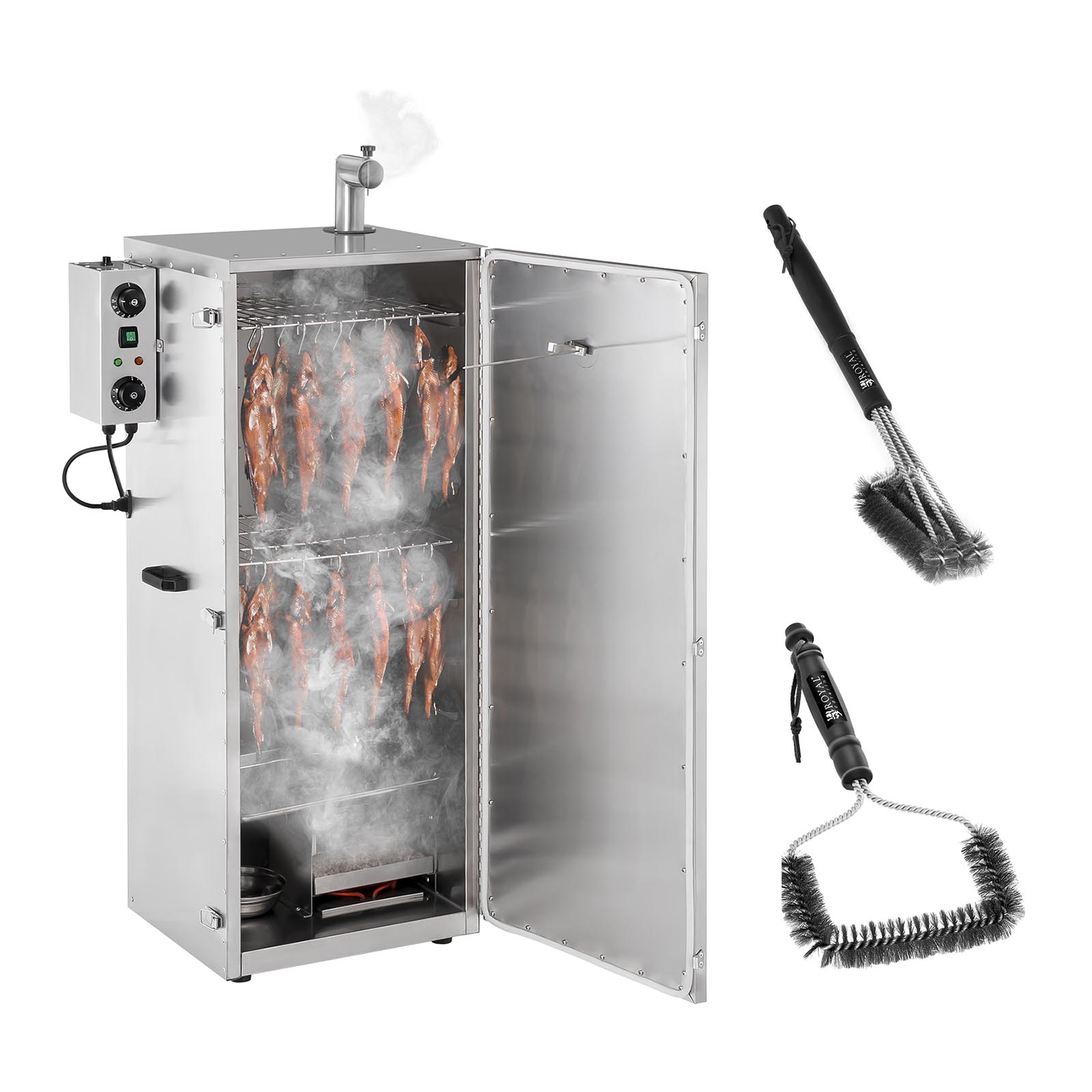 Füstölőszekrény tisztítókefével - 147 l - 8 rácsos | Royal Catering