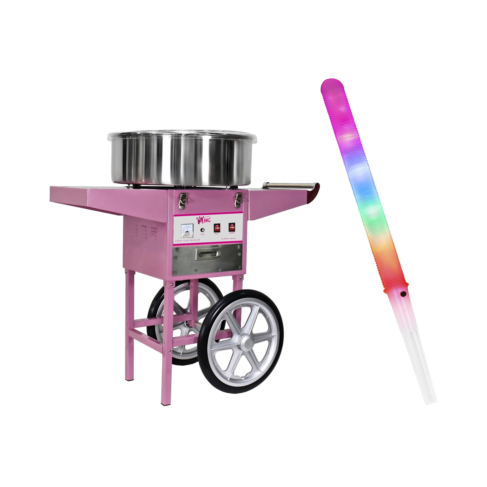 Zestaw Maszyna do waty cukrowej - 52 cm + Świecące pałeczki - LED - 100 szt.
