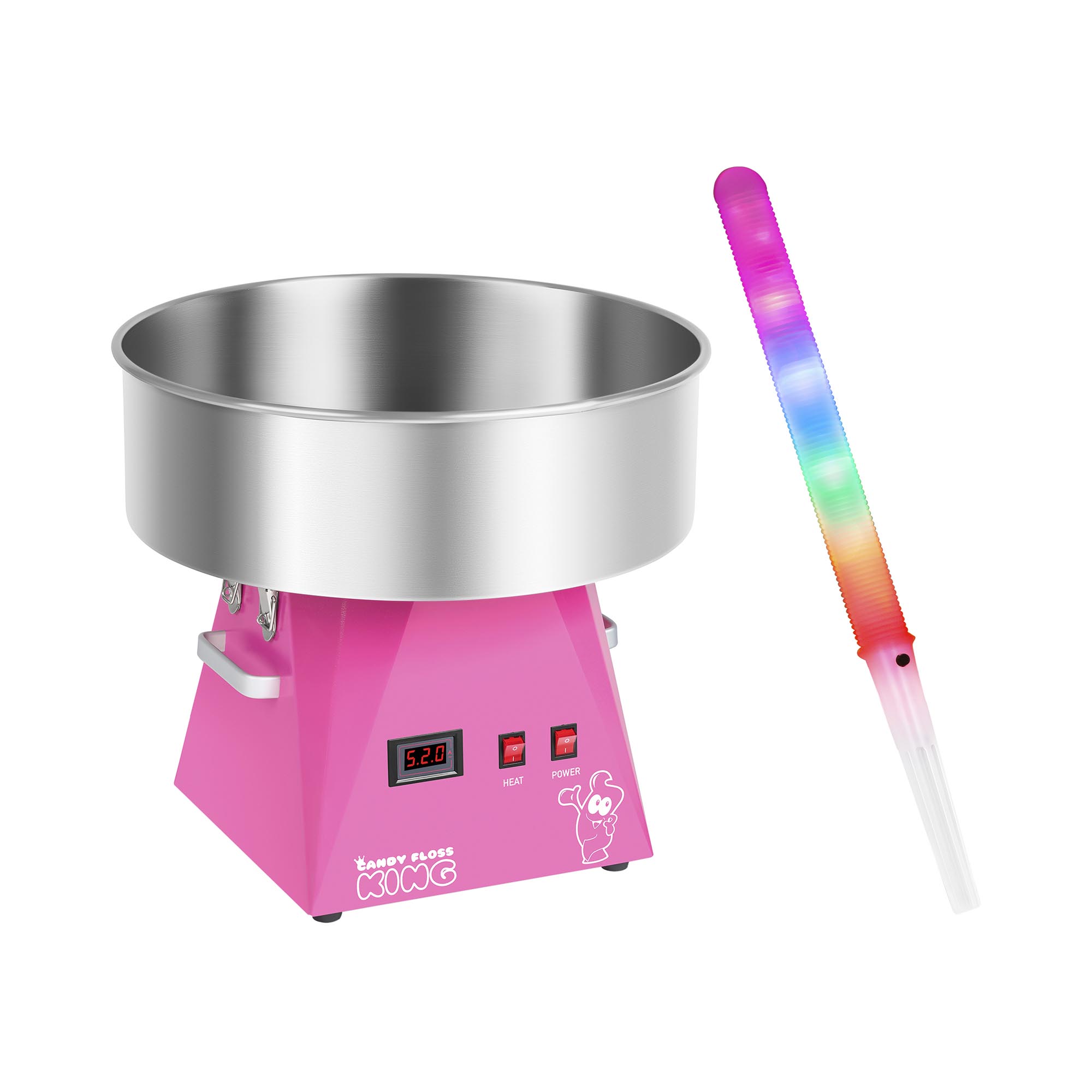 Vattacukor készítő gép készlet LED pálcikákkal - 52 cm - 1.030 W - 50 db | Royal Catering