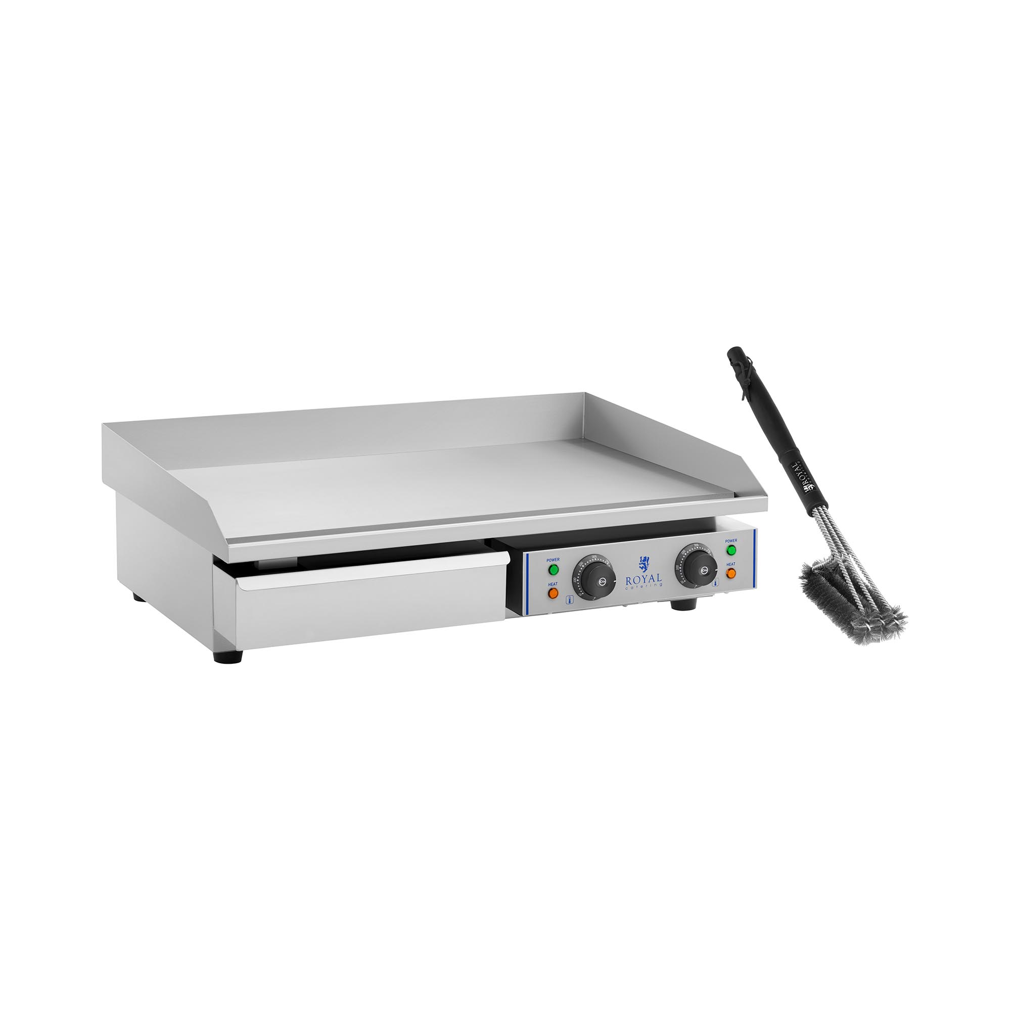 Dupla elektromos grill lap készlet 3as-grill kefével - 72,5 cm - sima - 2 x 2.200 W | Royal Catering