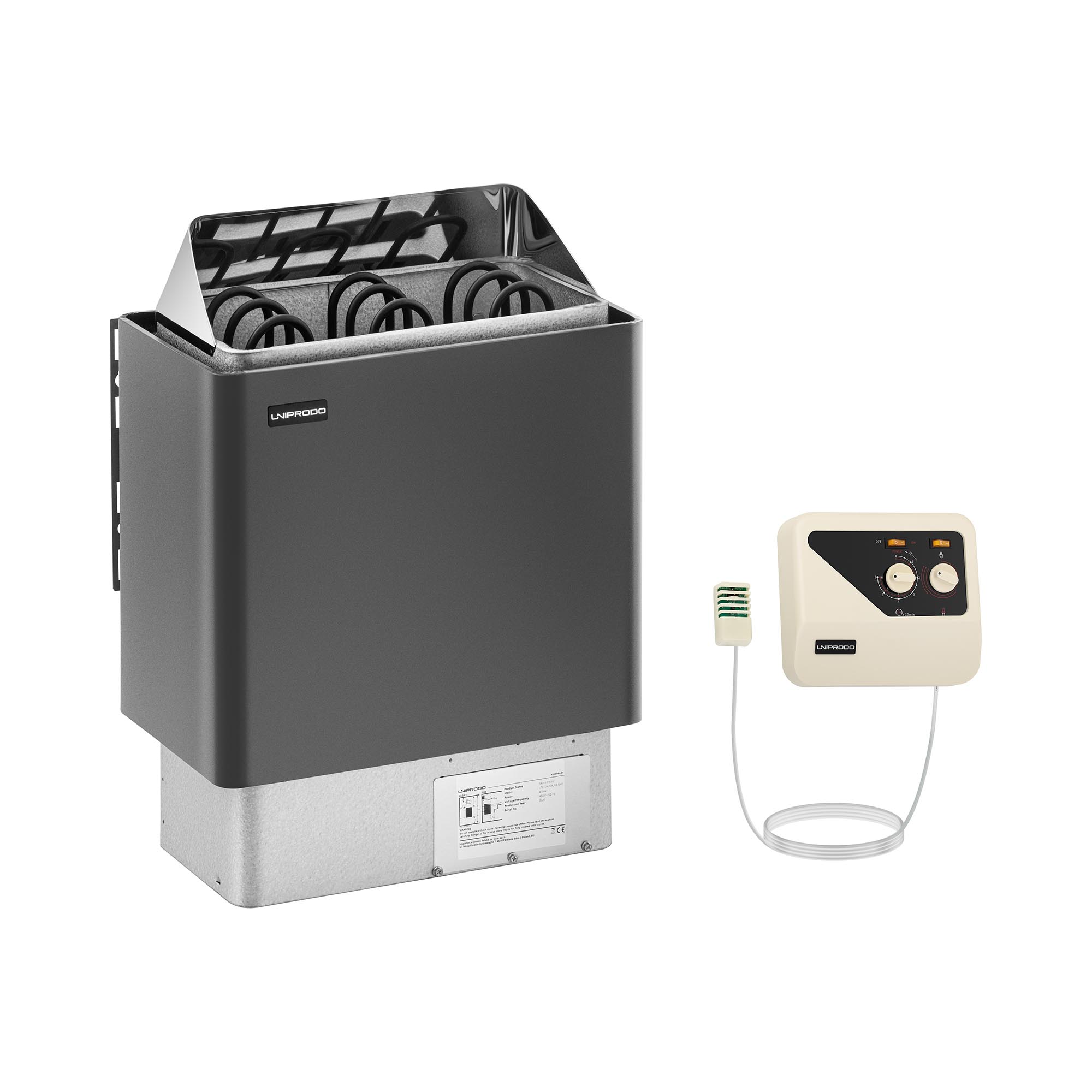 Zestaw Piec do sauny + Panel sterujący do sauny - 4,5 kW - od 30 do 110°C