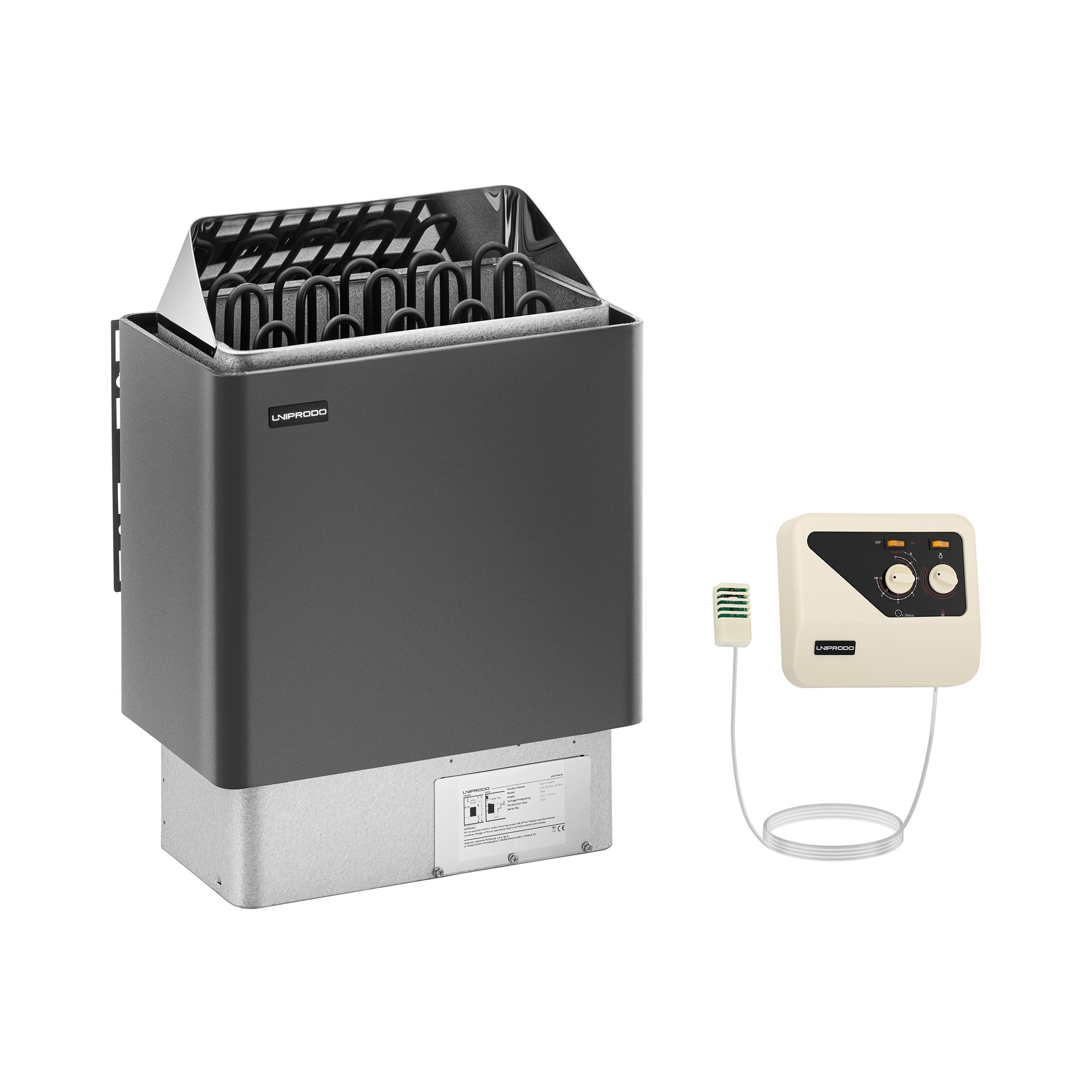 Zestaw Piec do sauny - elektryczny - 9 kW + Panel sterujący do sauny - 400 V 3 N - zabezpieczenie TCO