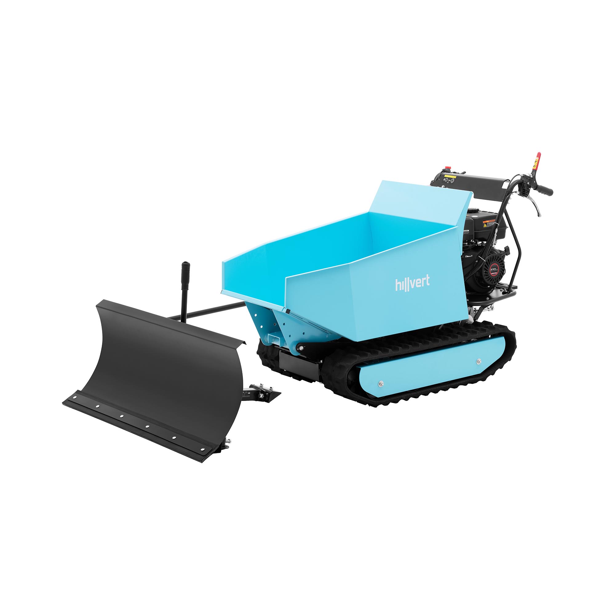 Motoros talicska / dömper - hernyótalpas - 500 kg - 6 kW benzinmotor - hótolóval | hillvert