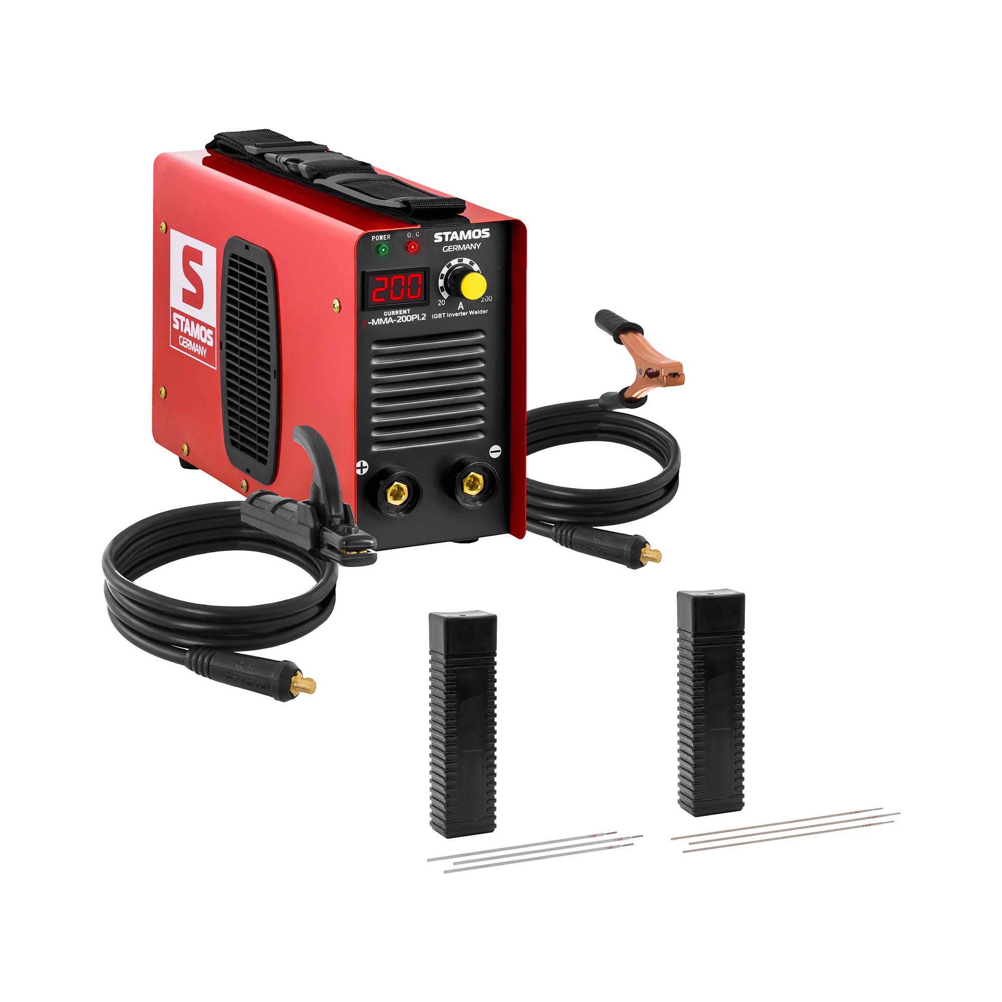 Hegesztőkészlet MMA hegesztőgép - 200 A - 60% Duty Cycle - E308L-17 elektródák - 2,5 x 300 mm - 5 kg & E6013 - Ø 2,5 x 350 mm - 5 kg | Stamos Welding Group