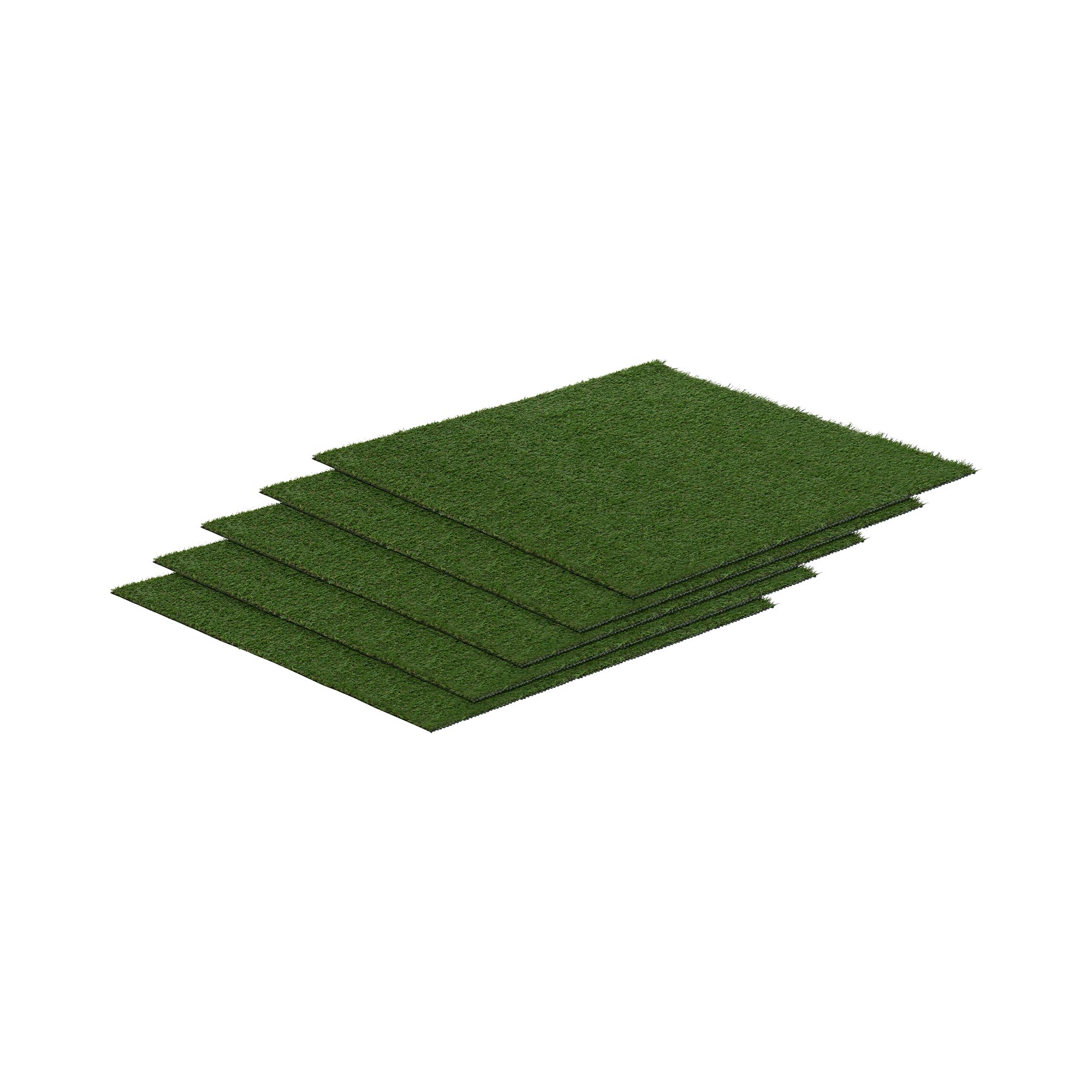hillvert Kunstrasen - 5er Set - 100 x 100 cm - Höhe: 20 mm - Stichrate: 13/10 cm - UV-beständig