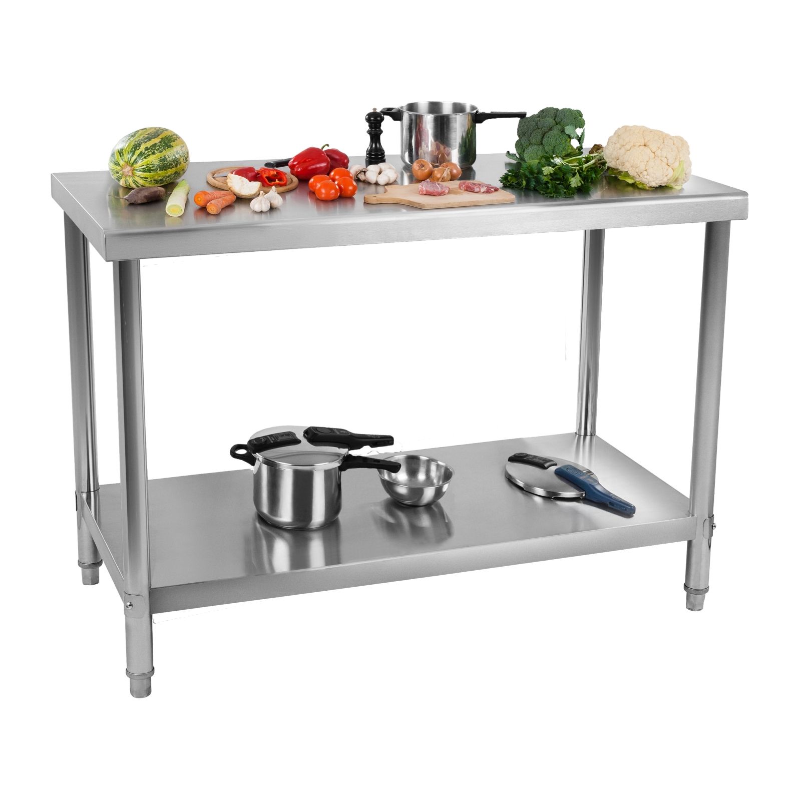 Outlet Stół roboczy ze stali nierdzewnej - ECO - 120 x 70 cm - 143 kg - Royal Catering