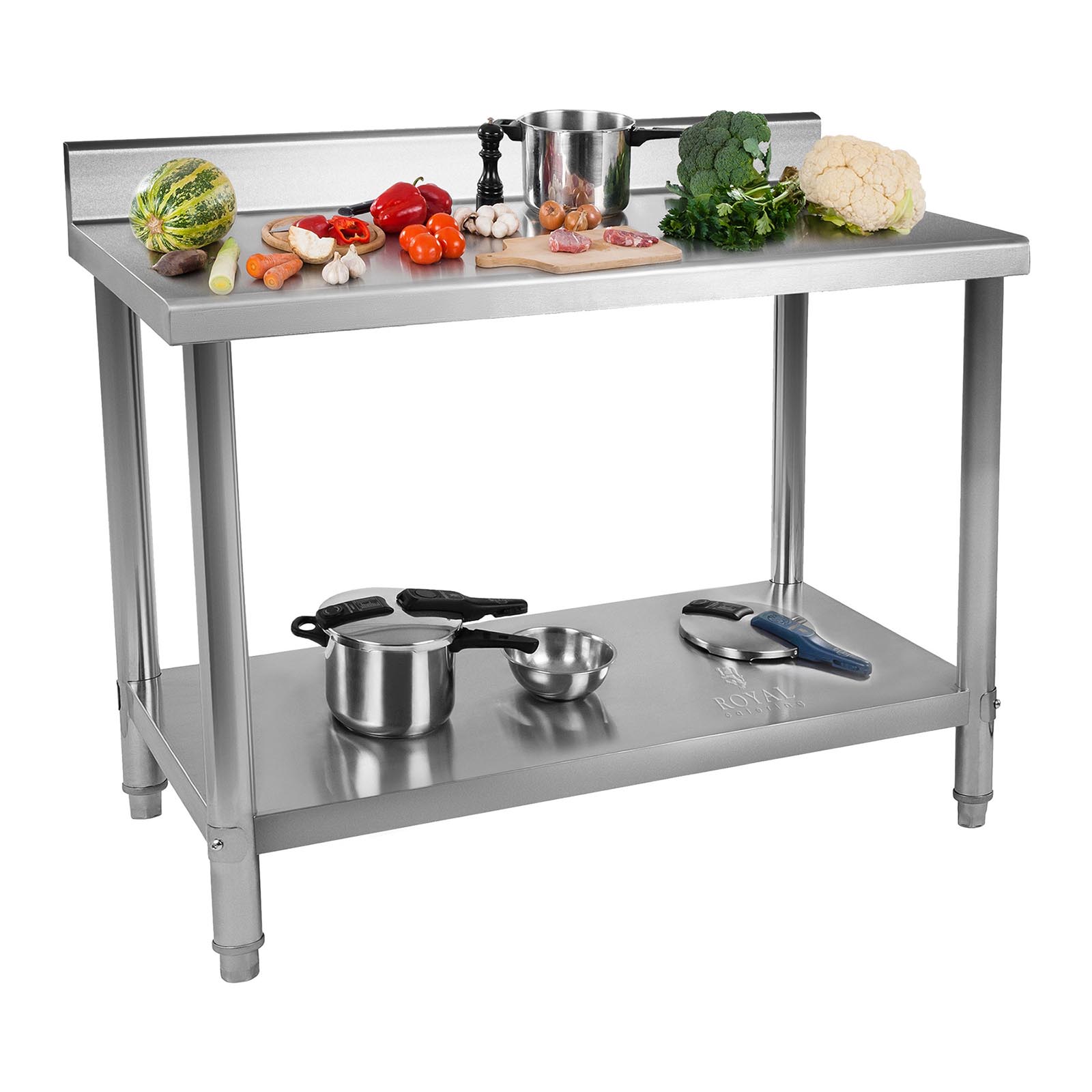 Outlet Stół roboczy ze stali nierdzewnej - ECO - 100 x 60 cm - 90 kg - rant - Royal Catering