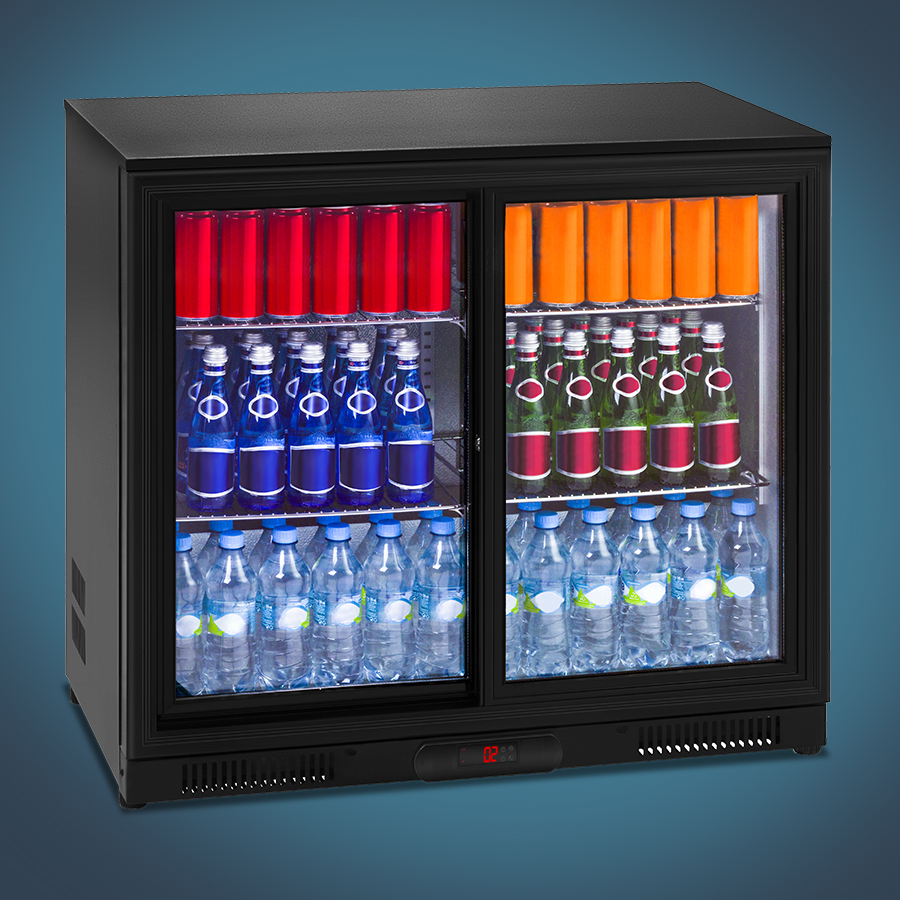 Getränkekühlschrank Minikühlschrank Alu Glastür Getränkekühlschrank 208 L LED 