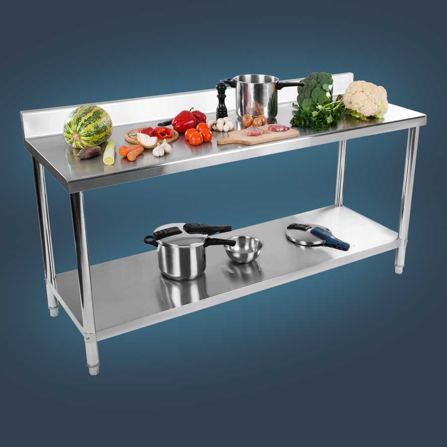 Stainless Steel Table - 180 x 60 cm - upstand - 170 kg weight capacity ...