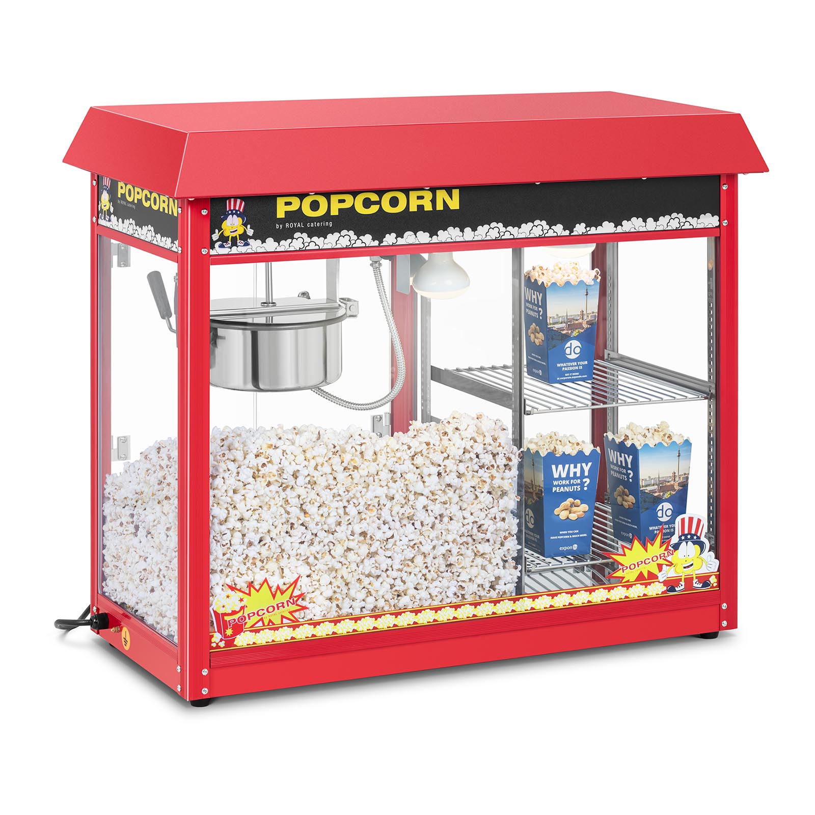 Popcornmaschine 1820 W 5 kg/h beheizte Auslage rot - Royal Catering