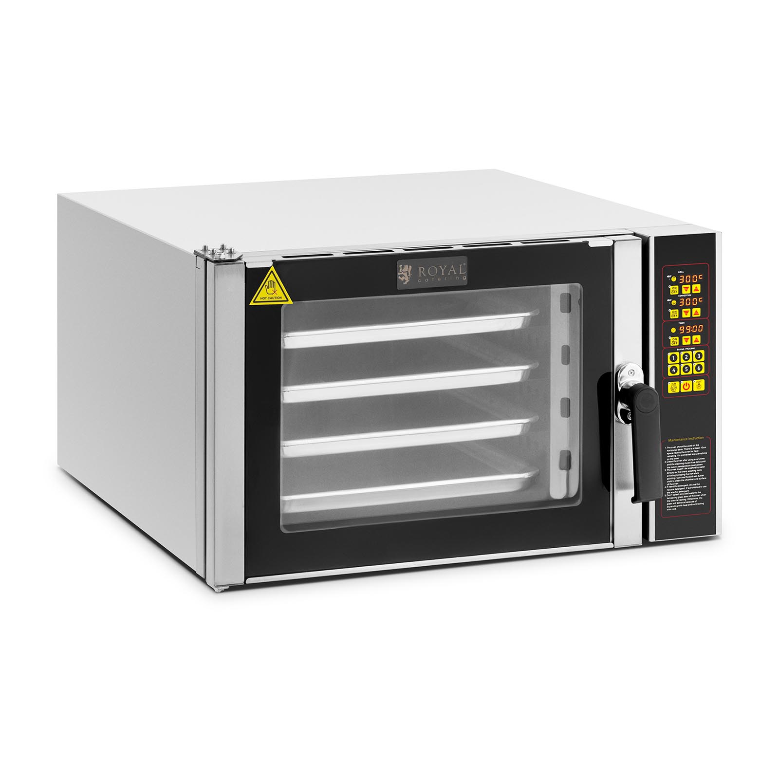 Heißluftofen - 5000 W - Timer - Dampffunktion - 4 Bleche