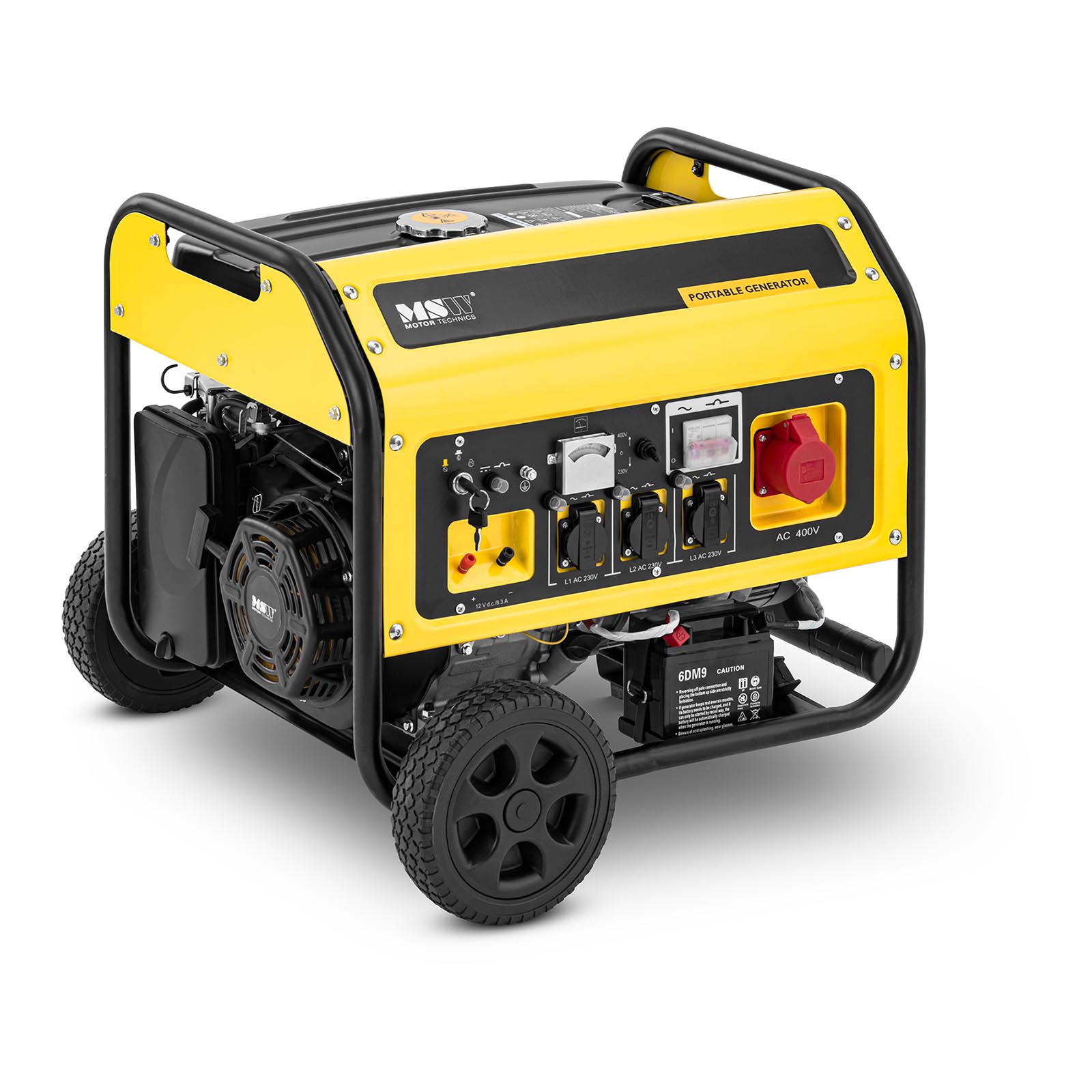 Stromerzeuger Benzin - 5500 W - 230 / 400 V AC / 12 V DC - Tank 25 l - elektrischer Starter