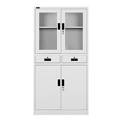 Aktenschrank Büro abschließbar 90x40x185 cm Metallschrank Glastüren