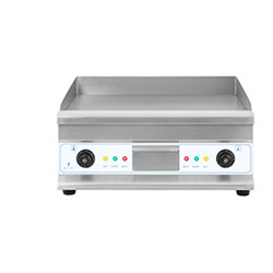 Set Elektro Grillplatte Grillbürste rund Gastrogrill Grill 50 cm glatt 3200 W